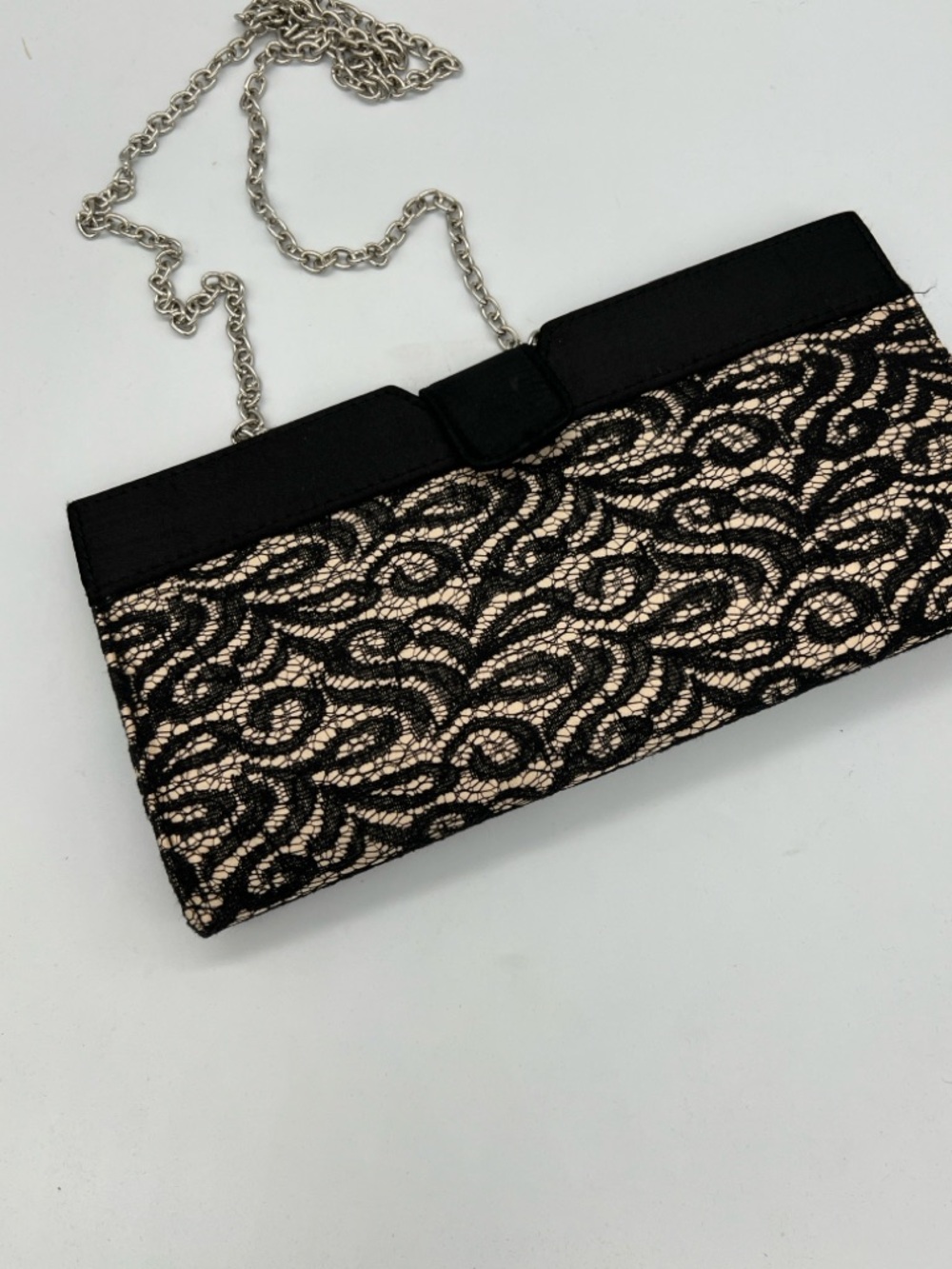 Black Lace Overlay Clutch Bag - Elegant Evening Handbag - Picture 3 of 6